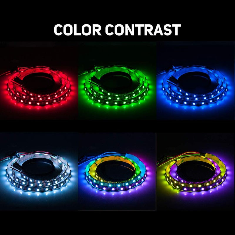 BTF-LIGHTING WS2812B RGB ECO LED Strip, Chasing Effects 5050SMD Individually Addressable 3.3FT 60Pixels/m Flexible Dream Color IP30 for Bedroom DIY Projects DC5V(No Adapter or Controller) - Image 2